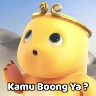 😏 Kamu Boong Ya ? carino, cartone animato, domanda, giallo, divertente telegram sticker