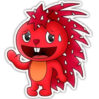 👋 Flaky Happy Tree Friends アニメ, 動物, 赤, 可愛い, Flaky, Happy Tree Friends telegram sticker