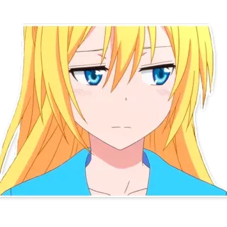💛 애니메이션 소녀, 금발 머리, 지루한, 실망한, 스티커 telegram sticker