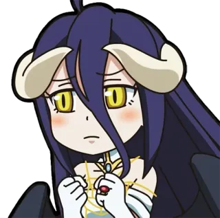 😔 Albedo Overlord Anime, Stiker, Wanita, Chibi, Overlord, Albedo telegram sticker