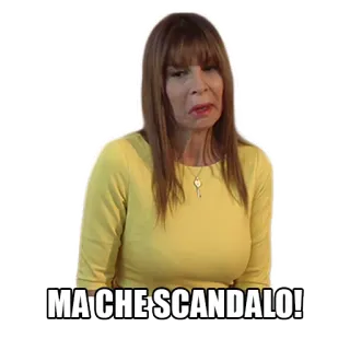 😞 MA CHE SCANDALO! женщина, расстроенная, скандал, итальянский, мем, выражение whatsapp sticker