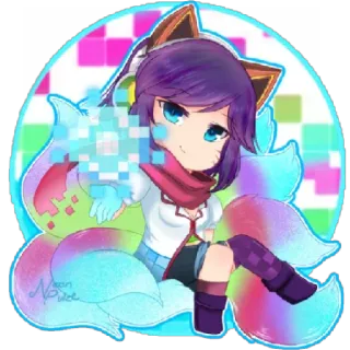 😁 Ahri League of Legends Ари, League of Legends, игра, персонаж, видеоигра, фанарт, лиса, чиби telegram sticker