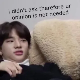 🤫 i didn't ask therefore ur opinion is not needed มีม, ความคิดเห็น, ตลก, มีมอินเทอร์เน็ต telegram sticker