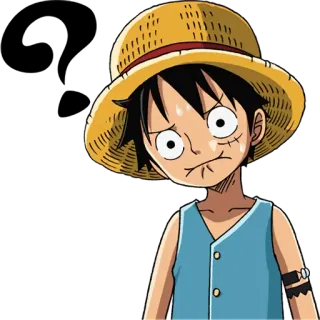 ❓ Luffy One Piece อนิเมะ, มังงะ, โจรสลัด, หมวกฟาง, วันพีซ, ลูฟี่, ตัวละคร, การ์ตูน telegram sticker
