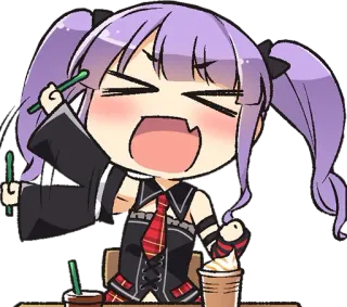 😆 anime, cartoon, cute, girl, coffee, drink, cheerful whatsapp sticker