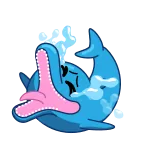 😂 baleine, animal, dessin animé, bleu, eau telegram sticker