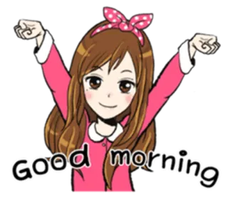 🐥 Good morning good morning, greeting, cartoon, girl, positive, friendly telegram sticker