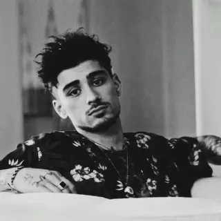 ✖️ Zayn Malik 泽恩·马利克, 歌手, 名人, 肖像, 黑白 telegram sticker