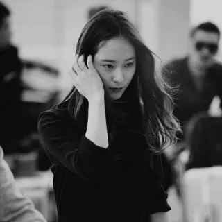 🔜 Frau, Porträt, Schwarzweiß, Person, Asiatin, Koreanerin telegram sticker