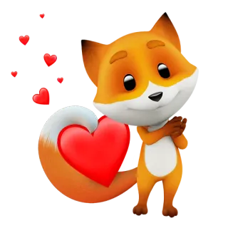 💕 zorro, corazón, amor, animal, dibujos animados whatsapp sticker