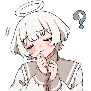 😢 อนิเมะ, การ์ตูน, เด็กผู้หญิง, นางฟ้า, รัศมี, เศร้า, คำถาม, อารมณ์ telegram sticker
