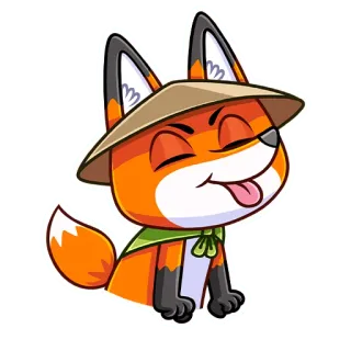 😛 fuchs, tier, cartoon, hut, süß, kawaii, sticker telegram sticker