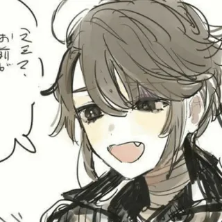 ☔️ え？、お前 anime, cartoon, character, smiling, teeth telegram sticker