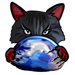😏 mèo, thế giới, quả cầu, hành tinh, động vật, nhãn dán telegram sticker