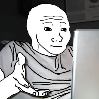 😐 meme, wojak, internet, sad, man, person, computer telegram sticker