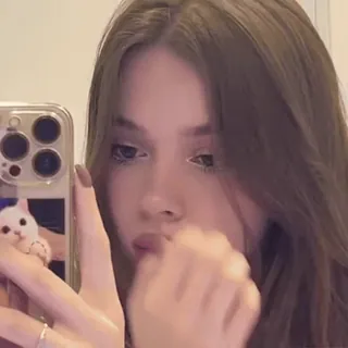 🧺 @wallgif girl, selfie, mirror, aesthetic, phone, portrait telegram sticker