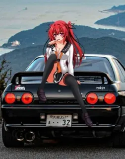 🤎 Anime, Dziewczyna, Samochód, Portret, Ilustracja telegram sticker