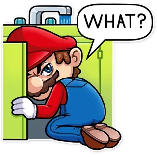 😠 Mario WHAT? Mario, o quê, pergunta, desenho animado, adesivo telegram sticker