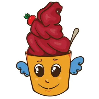 😇 postre, cupcake, dulce, dibujo animado, kawaii, comida whatsapp sticker