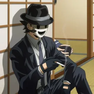 🚬 anime, mask, suit, smoking, cigarette telegram sticker
