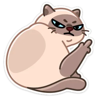 🖕 кот, средний палец, оскорбительный, злой, животное, мультфильм telegram sticker