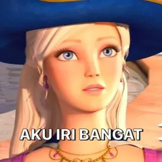 😭 AKU IRI BANGET Barbie, księżniczka, kreskówka, zazdrość, ekspresja, długie włosy whatsapp sticker