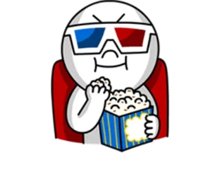 😎 фильм, 3D, попкорн, смотрим, персонаж, мультфильм whatsapp sticker