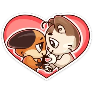 💑 mignon, amour, dessin animé, coeur, animaux telegram sticker