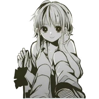 😄 Anime, Manga, Mädchen, Süß, Zeichnung, Schwarzweiß telegram sticker