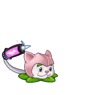 😽 gato, casco, rosa, blanco, verde, Plants vs Zombies whatsapp sticker