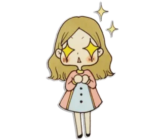 ✨ Cartoon, funkelnd, süß, aufgeregt, Mädchen whatsapp sticker