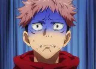 😰 Yuji Itadori Jujutsu Kaisen anime, jujutsu kaisen, yuji itadori, character, shocked, worried, facial expression telegram sticker