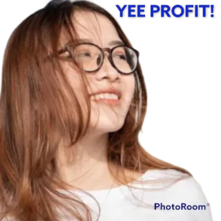😆 YEE PROFIT! portret, kobieta, uśmiechnięta, azjatycka, okulary, zysk telegram sticker