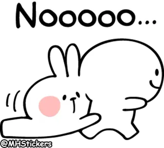 🥺 Nooooo... Dibujo animado, Triste, Arrepentimiento, Conejo, Lindo, Blanco, Adhesivo whatsapp sticker