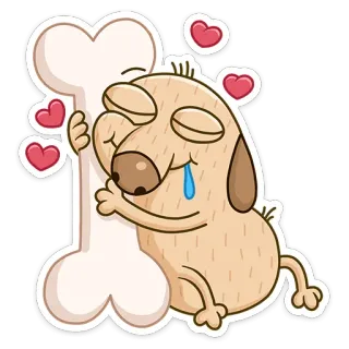 😌 cane, osso, amore, cartone animato, carino, animale, animale domestico whatsapp sticker