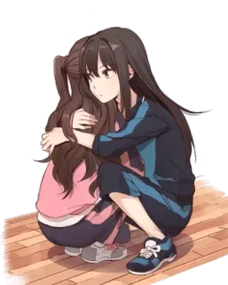 ❤ Anime, Abbraccio, Amicizia, Ragazze, Carino, Cartoni animati telegram sticker