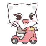 👋 gato, scooter, dibujos animados, lindo, animal, montando, vehículo telegram sticker