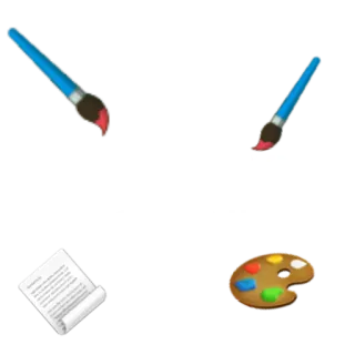 🖌 pintura, arte, pincel, paleta, papel telegram sticker