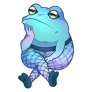 🤔 żaba, kreskówka, siedzący, myślący, postać telegram sticker
