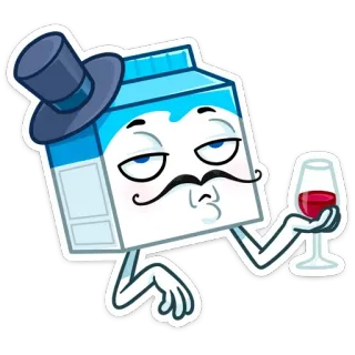 🍷 Karton susu, Kartun, Minuman, Minum, Anggur, Topi tinggi, Mewah, Elegan telegram sticker