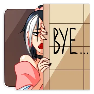 🙋 BYE... adeus, partida, mulher, desenho animado, triste, despedida, menina whatsapp sticker