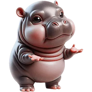 🤷‍♂ hippo, cute, animal, cartoon, baby hippo, friendly, illustration telegram sticker