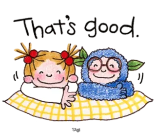 😀 That's good. Desenho animado, Bom, Fofo, Feliz, Amigos whatsapp sticker