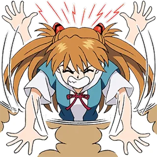 😡 Asuka Langley Soryu Neon Genesis Evangelion animé, fille, nerveuse, stressée, combat, fille animé telegram sticker