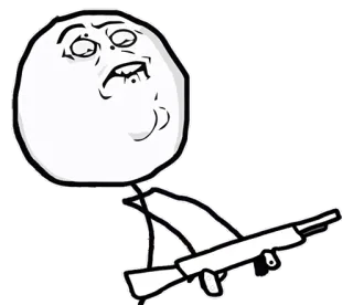 👮‍♀️ gun, meme, rage face, weapon, stick figure whatsapp sticker