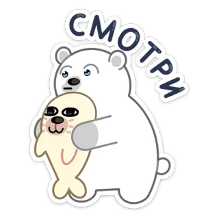 👇 СМОТРИ orso, foca, animale, carino, cartone animato telegram sticker