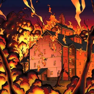 🔥 fire, burning, house, destruction telegram sticker