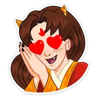 😍 cartoon, anime, love, heart eyes, girl, happy telegram sticker