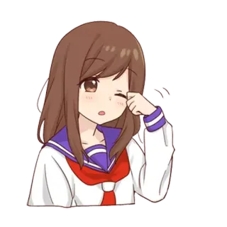 🥱 ragazza anime, uniforme scolastica, lacrima, piangendo, cartone animato, adesivo telegram sticker