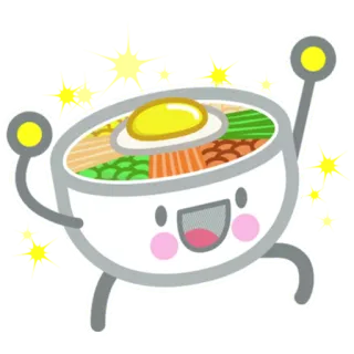 😃 makanan, mangkok, lucu, kartun, kawaii, berkilau, telur whatsapp sticker